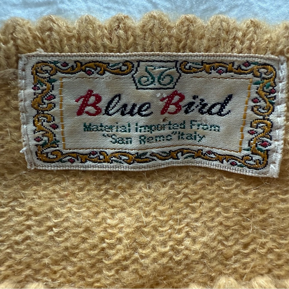 Blue Bird Vintage‎ Mustard Sweater with Ribbon and Pearl Accents - Picture 3 of 4